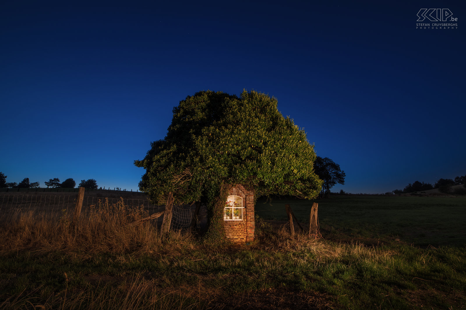 Hageland by night - Prinsenbos chapel in Bekkevoort The small Prinsenbos chapel under a tree on the border between Diest and Bekkevoort. Stefan Cruysberghs